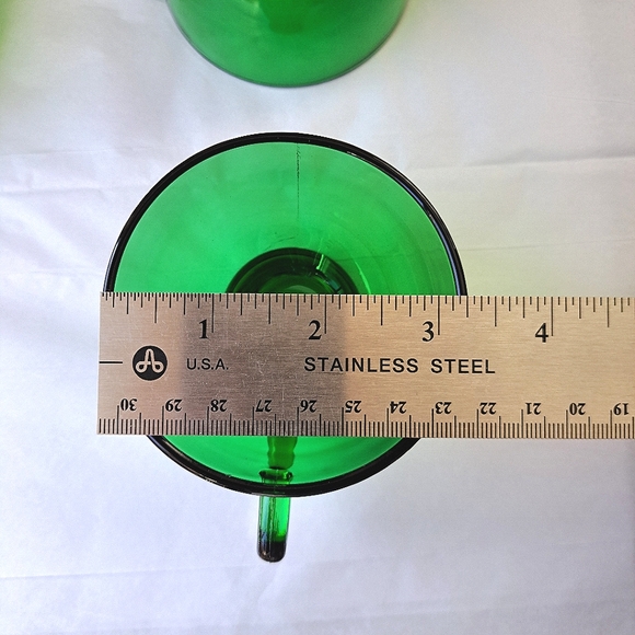 5 Vintage 50s 60s MCM Anchor Hocking Forest Emerald Green Glass Punch Cups *firm - Picture 13 of 14